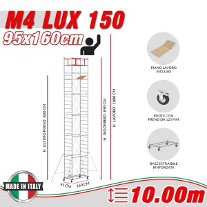 Trabattello Professionale M4 LUX 150 Altezza lavoro 10 metri