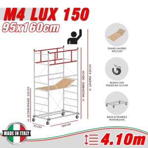 Trabattello Professionale M4 LUX 150 Altezza lavoro 4,10 metri