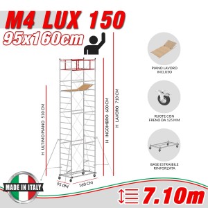 Trabattello Professionale M4 LUX 150 Altezza lavoro 7,10 metri