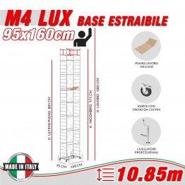 Trabattello Professionale M4 LUX base estraibile Altezza lavoro 10,85 metri