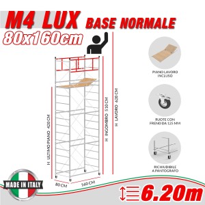 Trabattello Professionale M4 LUX base normale Altezza lavoro 6,20 metri