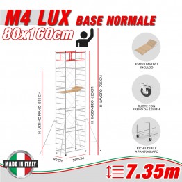 Trabattello Professionale M4 LUX base normale Altezza lavoro 7,35 metri