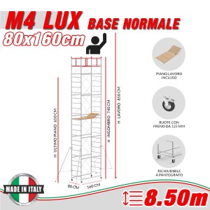 Trabattello Professionale M4 LUX base normale Altezza lavoro 8,50 metri
