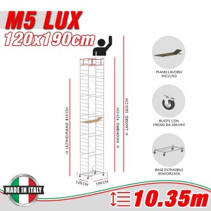 Trabattello Professionale M5 LUX Altezza lavoro 10,35 metri