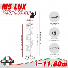 Trabattello Professionale M5 LUX Altezza lavoro 11,80 metri