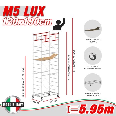 Trabattello Professionale M5 LUX Altezza lavoro 5,95 metri