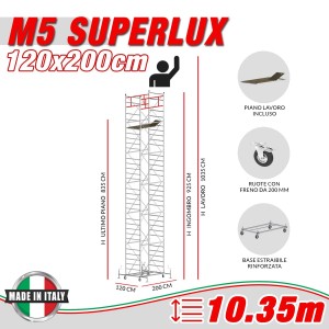 Trabattello Professionale M5 SUPERLUX Altezza lavoro 10,35 metri