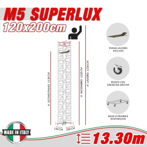 Trabattello Professionale M5 SUPERLUX Altezza lavoro 13,30 metri