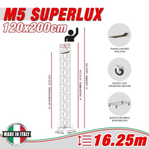 Trabattello Professionale M5 SUPERLUX Altezza lavoro 16,25 metri
