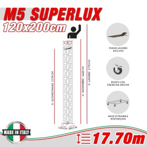 Trabattello Professionale M5 SUPERLUX Altezza lavoro 17,70 metri