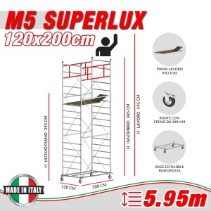 Trabattello Professionale M5 SUPERLUX Altezza lavoro 5,95 metri