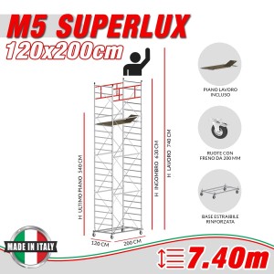 Trabattello Professionale M5 SUPERLUX Altezza lavoro 7,40 metri